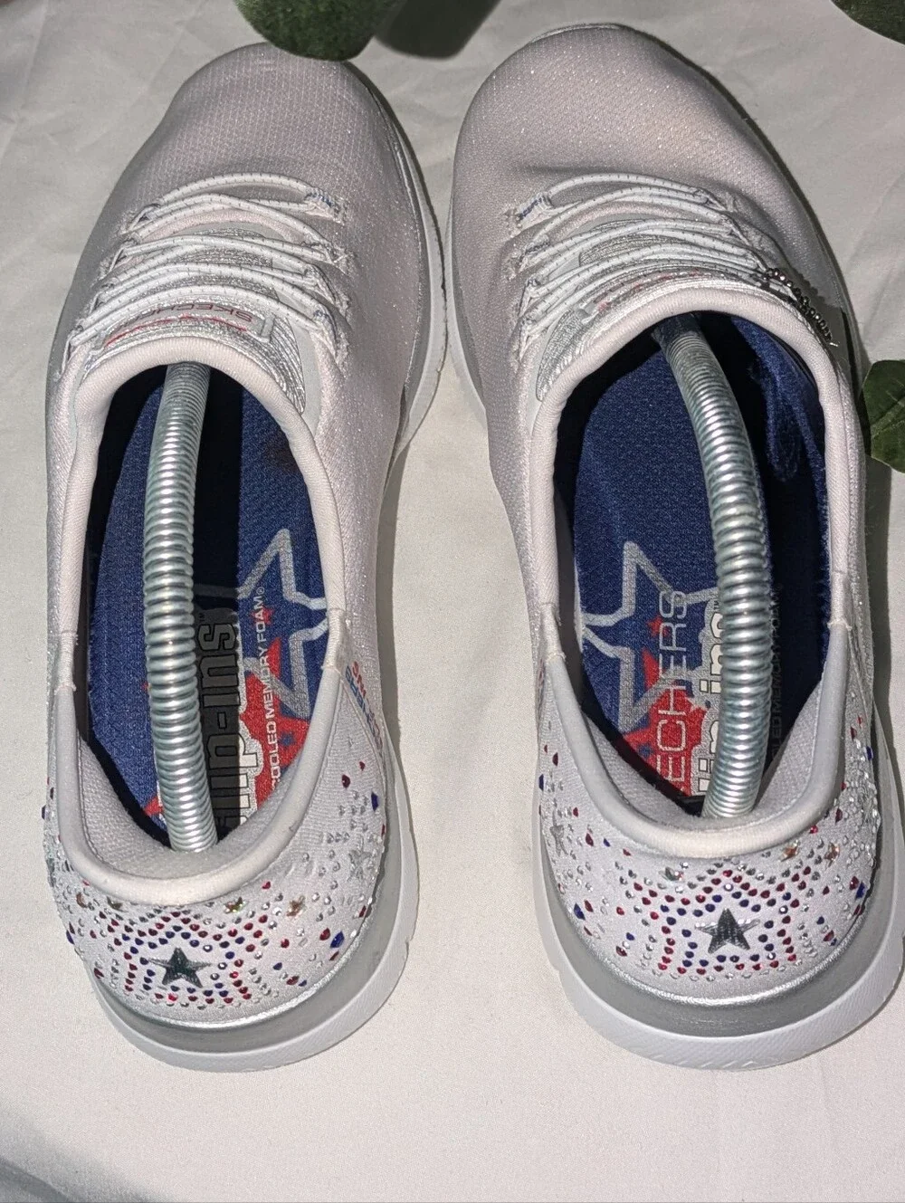 Skechers Women's Slip-On Knit Sneakers with Silver Accents